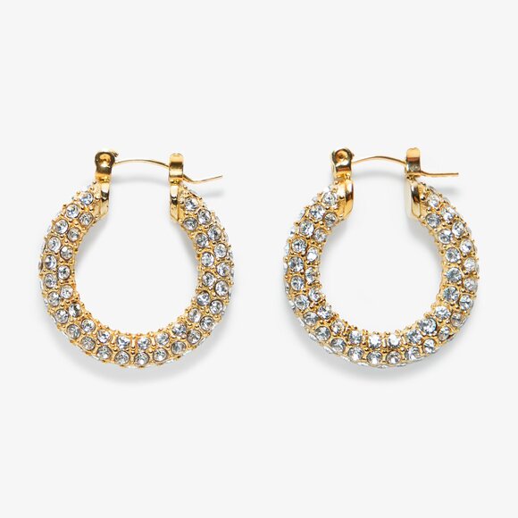 Boutique Jewelry - Medium Zircon Chunky Hoop 18K Gold Plated Stainless Steel Earrings